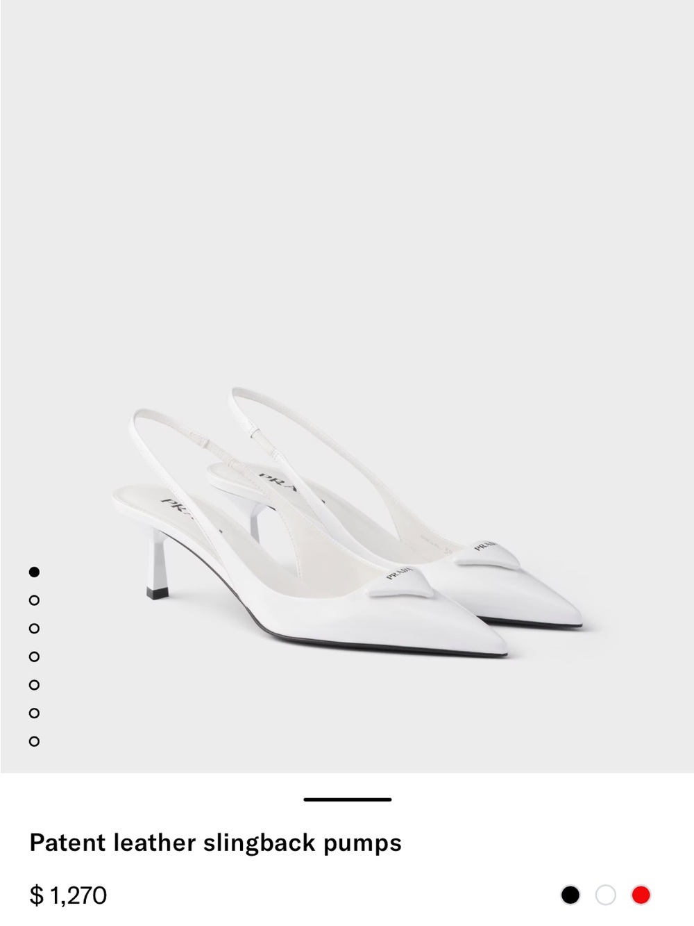 Prada White Patent Leather Pointed-Toe Slingback Pumps 38 1/2 - Picture 2 of 8